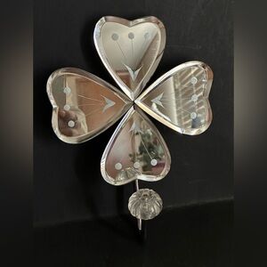 Silver Heart Petal Wall Hook/Mirror Decor - Reflective Floral Accent